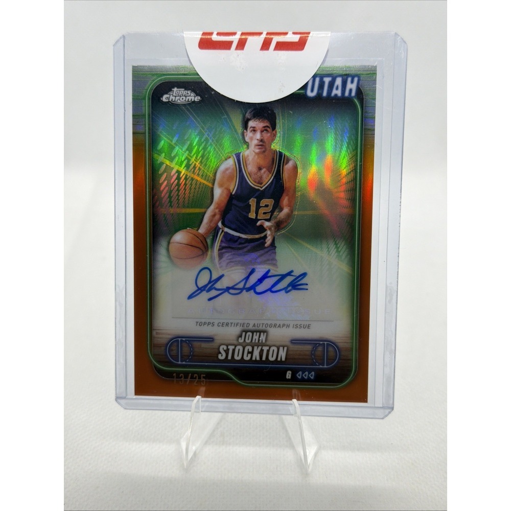 2024-25 Topps Chrome - Auto John Stockton #TCA-JS Orange Refractor /25 Jazz HOF